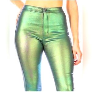 Metallic stretch jeans